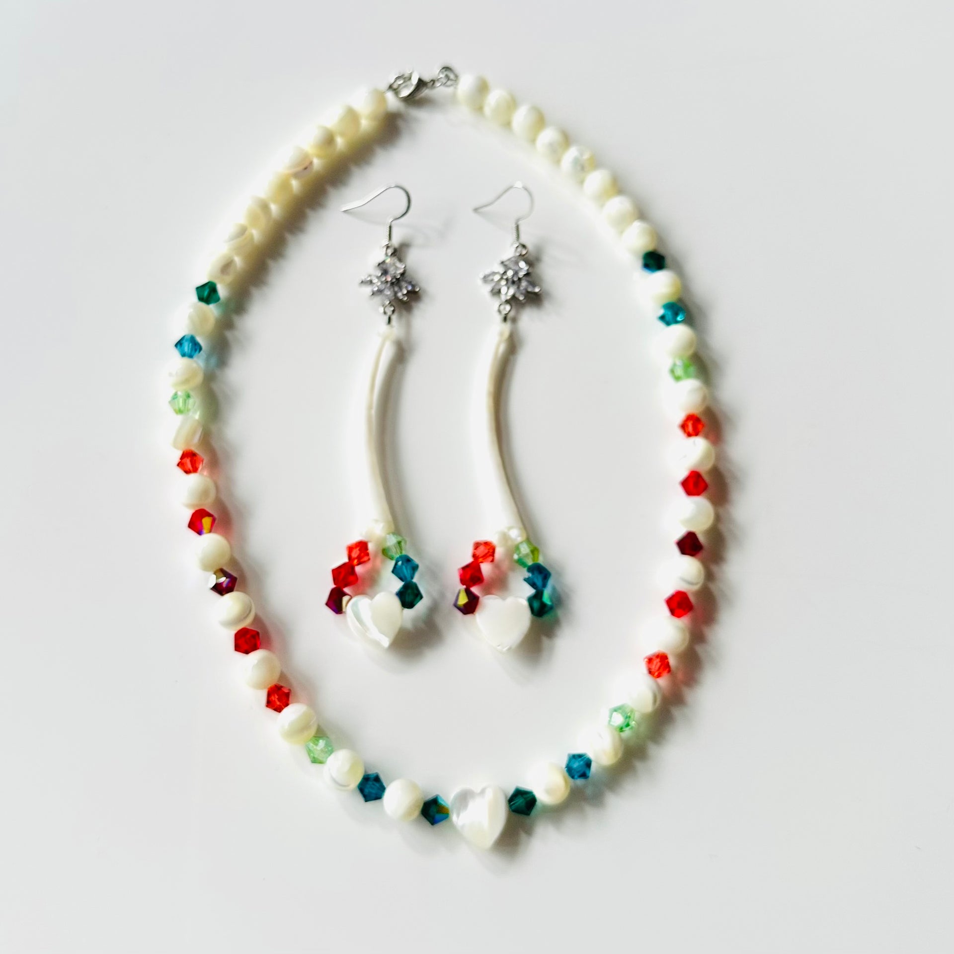 Dentalium Shell Necklace Set: Strawberry