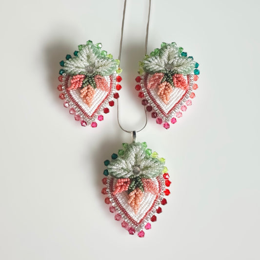 Mini StrawBaby Earrings + Pendant: Dream of Spring