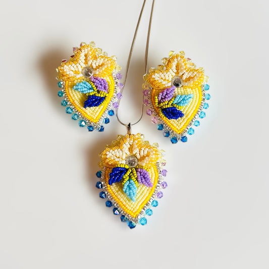 Mini StrawBaby Earrings + Pendant: Blue Bell