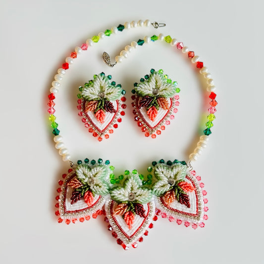 Mini StrawBaby Earrings + Medallion: Dream of Spring